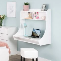 Prepac Compact Hanging Desk - White - 38-in W x 37.75-in H x 19.75-in D