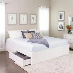 Prepac Select Platform Bed with 4 Drawers - White - King