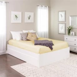 Prepac Select Platform Bed with 2 Drawers - White - Queen