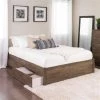 Prepac Select 4-Post Platform Bed 2 Drawers - Drifted Gray - Queen