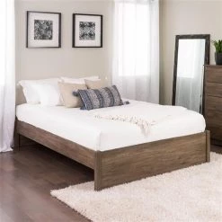 Prepac Select 4-Post Platform Bed - Drifted Gray - Queen
