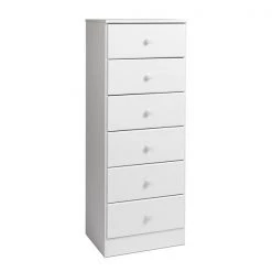 Prepac Astrid Tall Chest - 6-Drawer - White - 52-in x 20-in