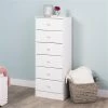 Prepac Astrid Tall Chest with Acrylic Knobs - 6-Drawer - White
