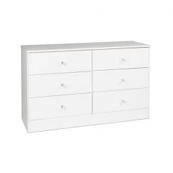 Prepac Astrid Dresser with Acrylic Knobs 6-Drawer - White - 28-in x 47-in -PREPAC Sales 2022 330673642 AlternateImage1 l