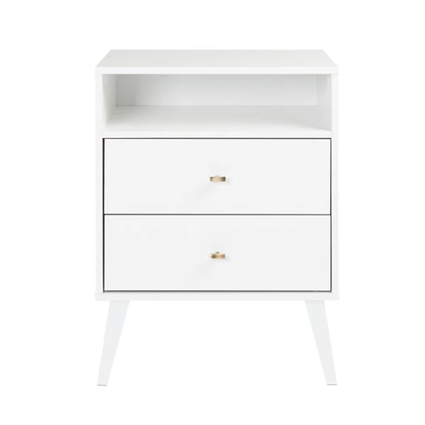 Prepac Milo 2-drawer Tall Nightstand with Open Shelf, White 5 Prepac Milo 2-drawer Tall Nightstand with Open Shelf, White - Image 3