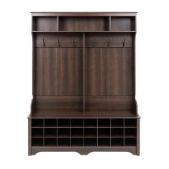 Prepac Wide Hall Tree with 24 Shoe Cubbies in Espresso Finish - 77-in x 60-in x 15.5-in -PREPAC Sales 2022 330746099 AlternateImage3 l