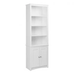 Prepac Tall Bookcase with 2 Shaker Doors in White Finish - 80-in
