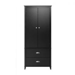 Prepac Yaletown Armoire in Black Finish - 21-in x 72-in x 31.5-in