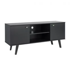 Prepac Milo TV Console in Black FInish - 56-in x 16-in x 25-in