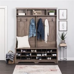 Prepac 60" Wide Hall Tree with 24 Shoe Cubbies in Drifted Gray Finish - 77-in x 60-in x 15.5-in 7 Prepac 60" Wide Hall Tree with 24 Shoe Cubbies in Drifted Gray Finish - 77-in x 60-in x 15.5-in -PREPAC Sales 2022 330746110 AlternateImage1 l