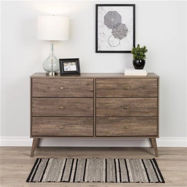 Prepac Milo 6-drawer Dresser in Drifted Gray Finish - 52.25-in 4 Prepac Milo 6-drawer Dresser in Drifted Gray Finish - 52.25-in - Image 2