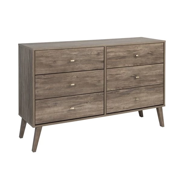 Prepac Milo 6-drawer Dresser in Drifted Gray Finish - 52.25-in 3 Prepac Milo 6-drawer Dresser in Drifted Gray Finish - 52.25-in