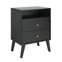 Prepac Milo 2-drawer Tall Nightstand with Open Shelf, Black