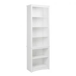 Prepac Tall Bookcase with 6 Shelves and White Finish - 80-in