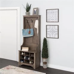Prepac Narrow Hall Tree with 9 Shoe Cubbies in Drifted Gray Finish - 68-in x 27-in x 15.5-in -PREPAC Sales 2022 330746123 AlternateImage2 l