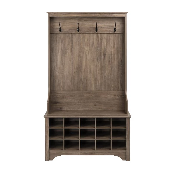 Prepac Hall Tree with Shoe Storage in Drifted Gray Finish - 68-in x 38-in x 15.75-in 3 Prepac Hall Tree with Shoe Storage in Drifted Gray Finish - 68-in x 38-in x 15.75-in