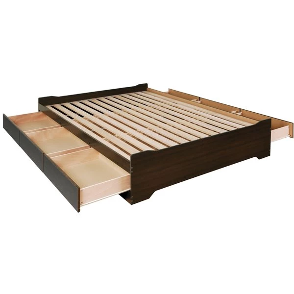 Prepac Platform Storage Bed with 6 Drawers - Warm Cherry Finish - Queen 3 Prepac Platform Storage Bed with 6 Drawers - Warm Cherry Finish - Queen