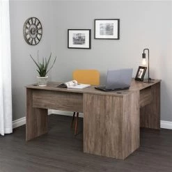 Prepac L-shaped Office Desk - 56-in - Drifted Gray -PREPAC Sales 2022 330768947 AlternateImage2 l