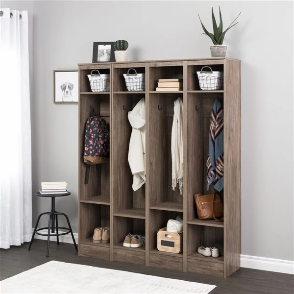 Prepac Narrow Entryway Organizer - Set of 4 - Drifted Gray 4 Prepac Narrow Entryway Organizer - Set of 4 - Drifted Gray - Image 2