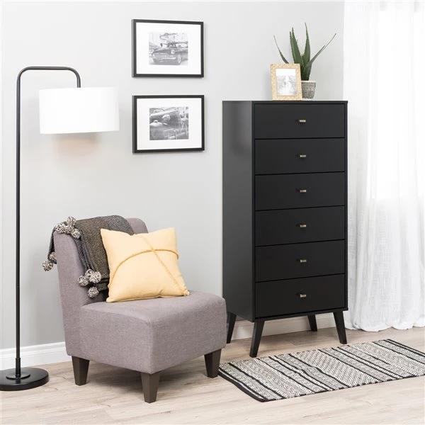 Prepac Milo Tall 6-Drawer Chest - Black 4 Prepac Milo Tall 6-Drawer Chest - Black - Image 2