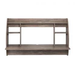 Prepac Modern Floating Double Wide Desk - Laminate Wood - Grey