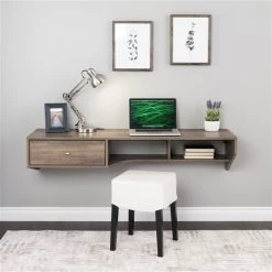 Prepac Modern Floating Desk with Drawer - Laminate Wood - Grey -PREPAC Sales 2022 330769156 AlternateImage1 l