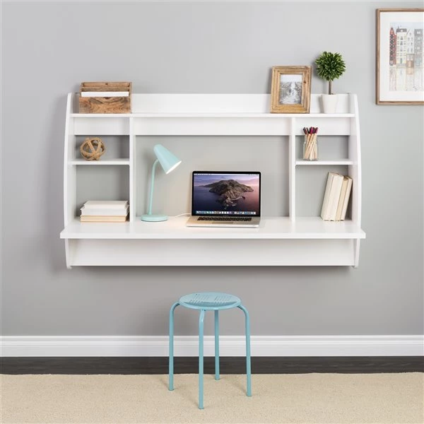 Prepac Modern Floating Double Wide Desk - Laminate Wood - White 4 Prepac Modern Floating Double Wide Desk - Laminate Wood - White - Image 2