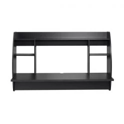 Prepac Modern Floating Double Wide Desk - Laminate Wood - Black