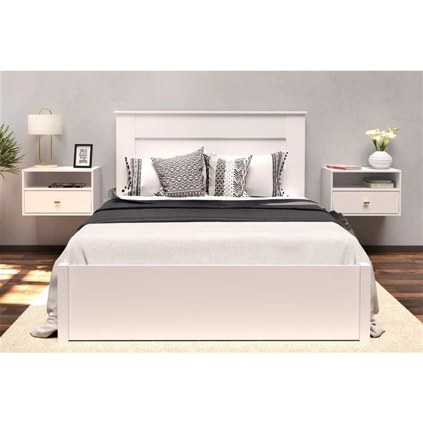 Prepac Floating Bedroom Set of 2 White Hanging Nightstand 4 Prepac Floating Bedroom Set of 2 White Hanging Nightstand - Image 2