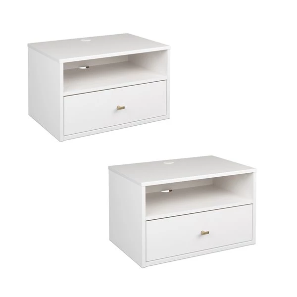 Prepac Floating Bedroom Set of 2 White Hanging Nightstand 3 Prepac Floating Bedroom Set of 2 White Hanging Nightstand