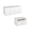 Prepac Floating Bedroom White Hanging Dresser and Nightstand Set