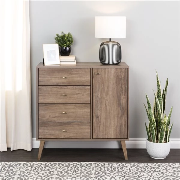 Prepac Milo Drifted Grey 4-drawer Combo Dresser 4 Prepac Milo Drifted Grey 4-drawer Combo Dresser - Image 2