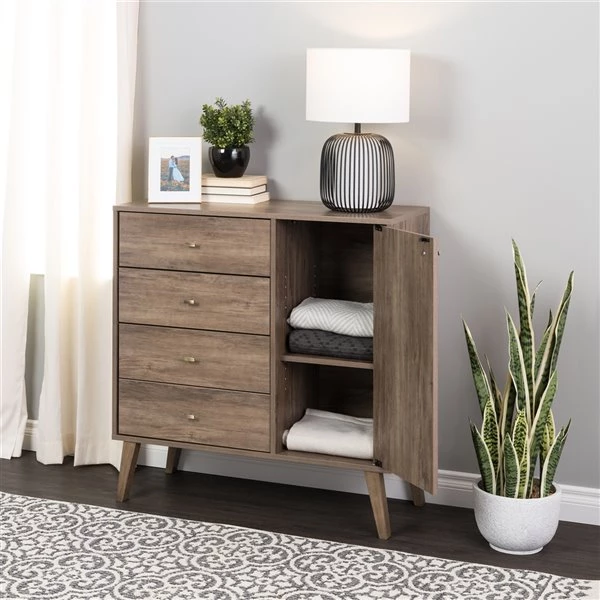 Prepac Milo Drifted Grey 4-drawer Combo Dresser 5 Prepac Milo Drifted Grey 4-drawer Combo Dresser - Image 3