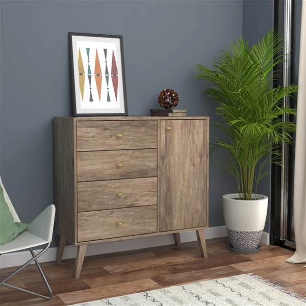 Prepac Milo Drifted Grey 4-drawer Combo Dresser 6 Prepac Milo Drifted Grey 4-drawer Combo Dresser - Image 4