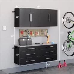 Prepac HangUps 60-in x 72-in Black Composite Wood - Storage Set F (4-Pack) -PREPAC Sales 2022 330915418 AlternateImage2 l