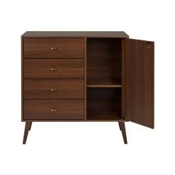 Prepac Milo Cherry Pine Contemporary 4-Drawer Chest with Side Cabinet -PREPAC Sales 2022 330928838 AlternateImage3 l