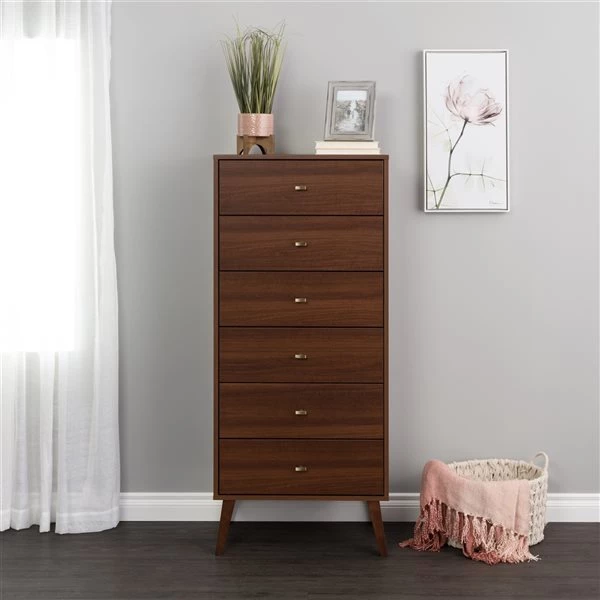 Prepac Milo Cherry Pine Contemporary 6-Drawer Tall Chest 4 Prepac Milo Cherry Pine Contemporary 6-Drawer Tall Chest - Image 2