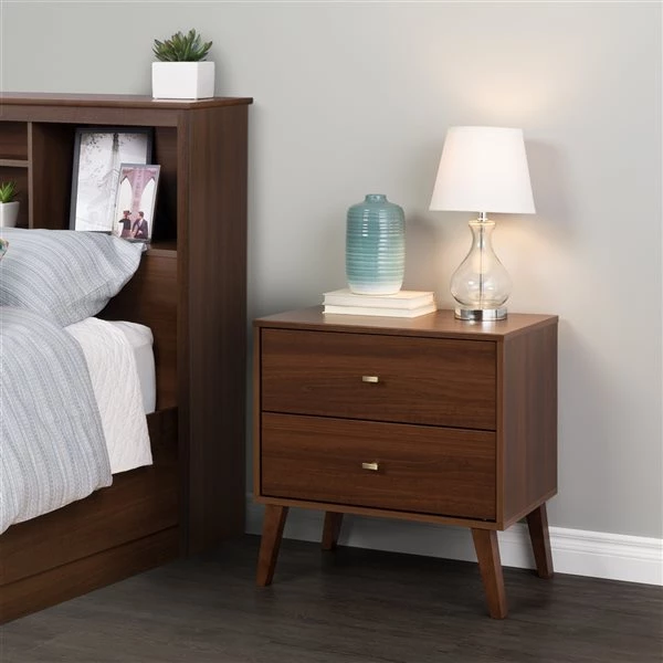 Prepac Milo Cherry Pine Contemporary 2-Drawer Nightstand 5 Prepac Milo Cherry Pine Contemporary 2-Drawer Nightstand - Image 3